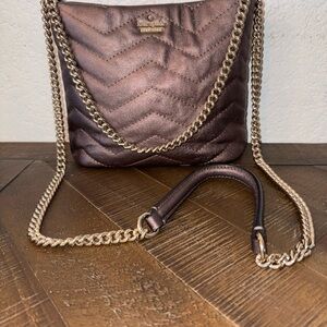 Kate Spade New York Metallic Quilted Leather Chain Crossbody Shoulder Bag Bronze